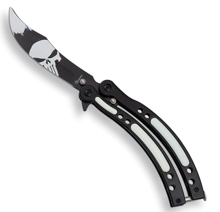 Couteau Papillon Albainox 02196 TETE DE MORT Lame 9 Cm 3 Couteau Papillon Albainox 02196 TETE DE MORT Lame 9 Cm