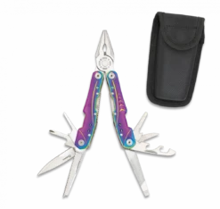 Pince Multifonction Irisé Aluminium Inox 9 Fonctions Avec Verrouillage